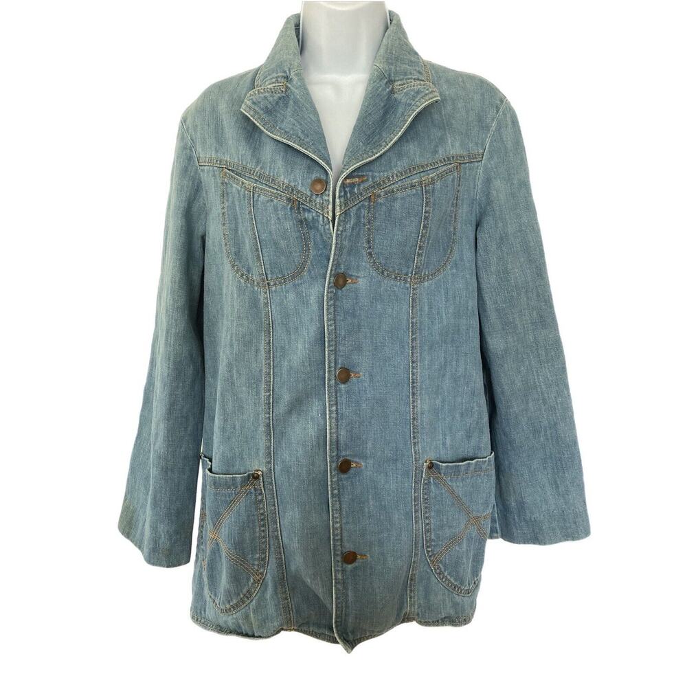 Vintage 70s MALE Brand Denim Jean Blazer Jacket Hippie Boho Size M
